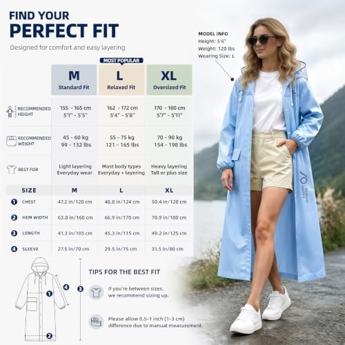 Women's EVA Raincoat, Waterproof Hooded Long Rain Poncho - color: Green, size: Large