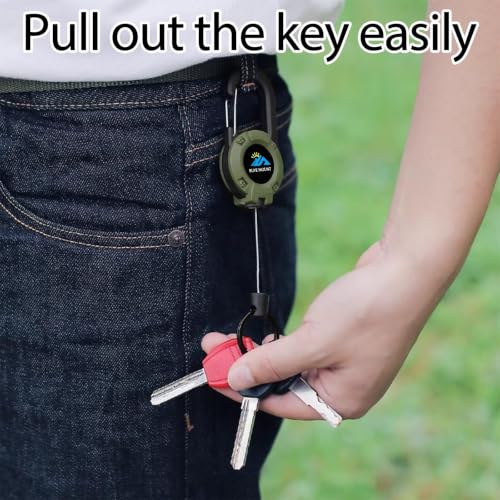 Yojaro Retractable Keychain Heavy Duty 2Pack, Multitool Carabiner Badge Holder, Retractable Keychain Clip Id Holder, Upgraded 58cm Stainless Steel Cord White - color: 2 Pack White