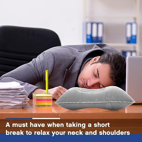 Maitys 5 Pcs Inflatable Camping Pillow,13.39 X 8.66 Inches,Gray - color: Gray, size: 13.39 x 8.66 Inches