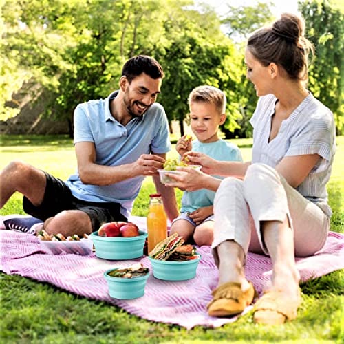 Collapsible Bowls with Lids, 4 Silicone Food Storage Containers, Rv Essentials Organization and Storage, Rv Kitchen Accessories Decorations for Inside Camper, Travel Trailer Must Haves