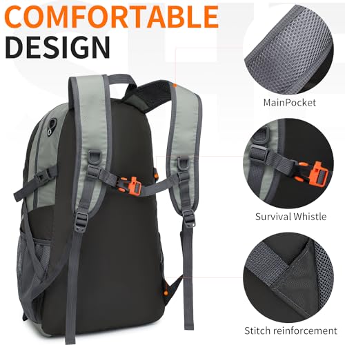 40L Hiking Backpack Lightweight Daypack Waterproof Travel Camping Backpack for Men Women Sport Packable - color: A3-gray