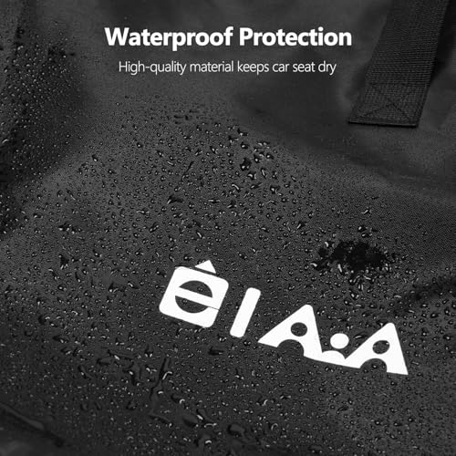 elaia Large Waterproof Car Seat Travel Bag for Airplane with Red Straps | Large capacity waterproof car seat travel bag for airplane with straps. Foldable, durable carseat bag for air travel - color: Red Strap
