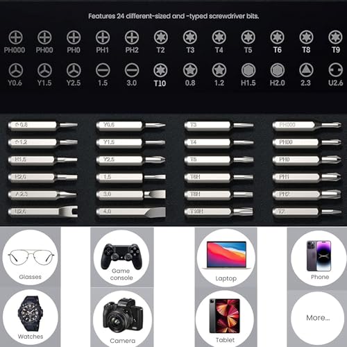 Card Holder 25-IN-1 Precision Small Screwdriver Set, Professional Mini Bit Tool Set for Glasses, Watch, Ring Doorbell, Electronic，Computer，high-strength steel Screw Driver，Magnetic，Gift for Mens
