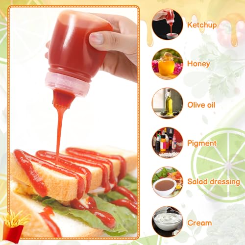 6 Pack Condiment Squeeze Bottles, Portable Sauce Bottles | Sauce Bottles 6oz Portable Containers with Squeeze Design for Ketchup, Dressing, Oil, Lunchbox, Picnic, Travel Use