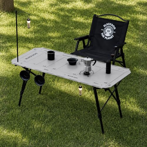BLACKDOG 4.5U IGT Camping Table, Folding Portable Camp Table, Rock Grey | Adjustable Height，IGT Modular System Compatibility， Aluminum，with Carry Bag，48.8" L x 22.8" W - color: Rock Grey