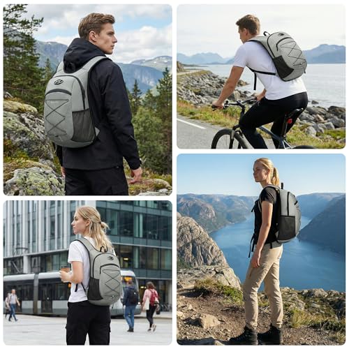 Ultra-Light Soft Hiking Daypack With Cushioned Breathable Back Panel | Sports Backpack, 20L, Gray - color: Gray, size: 20L