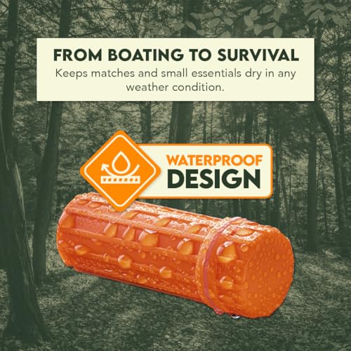 SE 3-IN-1 Orange Waterproof Match Storage Box with Signaling Mirror and Firestarter Flint - CCH6-1 - color: Orange