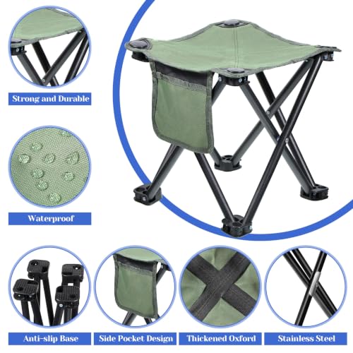 2 Pack Camping Stool, 13 Inch Portable Folding Stool (Green) - color: Green