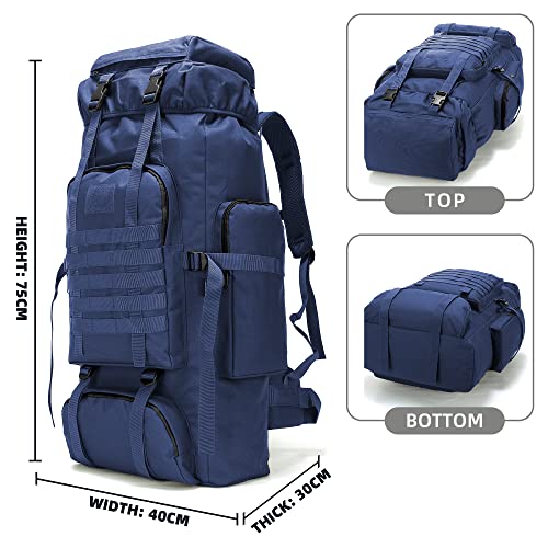 King'sGuard 70L Camping Hiking Backpack for Men Women Large Military Tactical Backpack Molle Rucksack Backpack for Outdoor - color: Blue