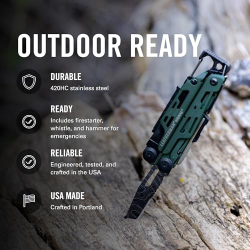 LEATHERMAN Signal 19-in-1 Multi-Tool, Topographical Print | Ferrocerium Fire Starter, Emergency Whistle & Diamond Sharpener, Camping & Survival, Topo Print Design, Made in USA - color: Topographical Print