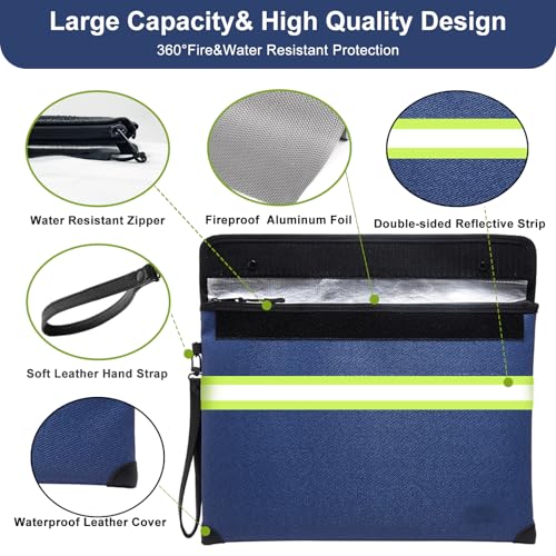6500°F Fire-Resistant Hard Protective Travel Case,Waterproof Electronic Organizer for Anker/Jackery/RAVPower Power Bank with Fireproof Zipper,Shockproof EVA Carrying Case for Cell Phones/Earbuds - color: Light Blue, size: Medium Size