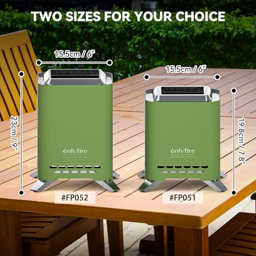 2-in-1 Wood Burning Fire Pit with Pot Rack, 9" Tabletop Fireplace, Green | Portable Stainless Steel Camp Stove with Carry Bag for Camping, Patio, Backyard, RV & Tailgating, Smokeless Firepit, FP052 - color: Green, size: 9"