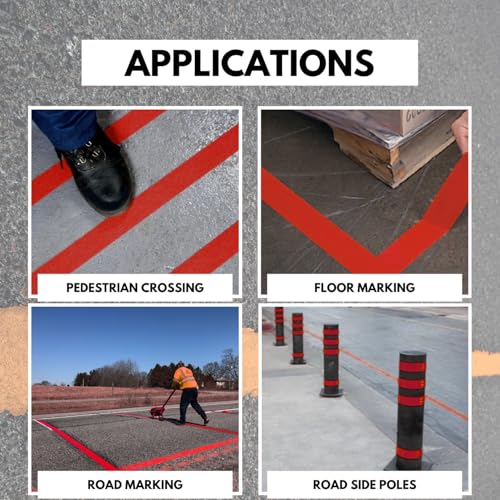 DuraMark RPT-750 Reflective Pavement Marking Tape, Red, 2 in x 36 ft Roll | Permanent rubber base bonds to asphalt and concrete; glass-bead reflectivity improves low-light visibility. - color: Red, size: 2 Inch x 36 Ft