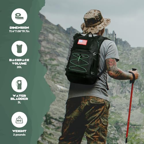 Maelstrom Lightweight Hydration Hiking Backpack with 2L/3L Water Bladder | BPA-free, High Flow Bite, Insulated Compartment, Reflective Strip, Utility Pockets, Perfect for Running, Cycling, Marathon - color: 1.Black, size: 3L Bladder