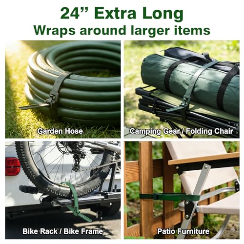 100 Pack Reusable Zip Ties 24 Inch Extra Long Cable Ties Dark Green | Reusable Trigger Release / Industrial Nylon / UV Resistant / Non-Slip Self-Locking / Round Ends No Hurt / Extra Long 24" - size: 24 inch