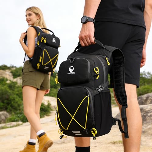 Hydration Backpack 22L, Hiking Backpack with 2L Leakproof Bladder, Sewn-in Rain Cover, Insulated Compartment for Men & Women Running, Cycling, Camping - color: Black