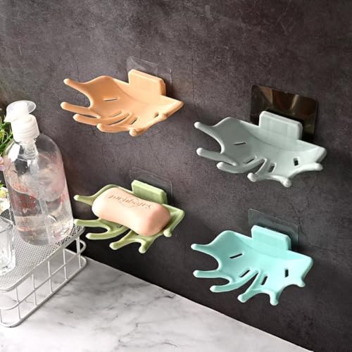 Creative Soap Holder for Shower - Wall Mounted Bathroom Soap Dish Organizer with Strong Adhesive Soap Tray for Kitchen Sink, Dish Soap Dispenser Holder,Gray - color: A-gray
