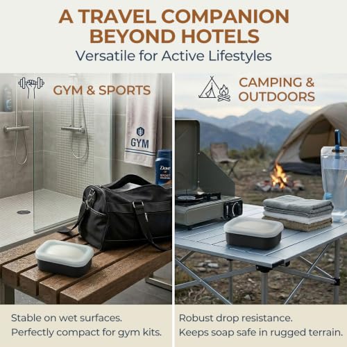 AIMAIAIMAI Enhanced Leak Proof Travel Soap Case, Compact Silicone Travel Soap Dish with Drainage Pad, Great for Gym, Camping, Bussines Trip (Black) - color: Black