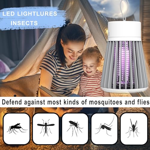 Bug Zapper Indoor Outdoor – Rechargeable Mosquito Zapper and Fly Zapper with UV Light, Portable Insect Killer Trap with Safety Grid, USB Powered for Camping, Home, Garden, Picnic