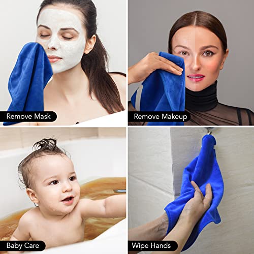 SINLAND Microfiber Facial Cloths Fast Drying Washcloth 12inch x 12inch (6pack, Blue) - color: Blue, size: 1 Count (Pack of 6)