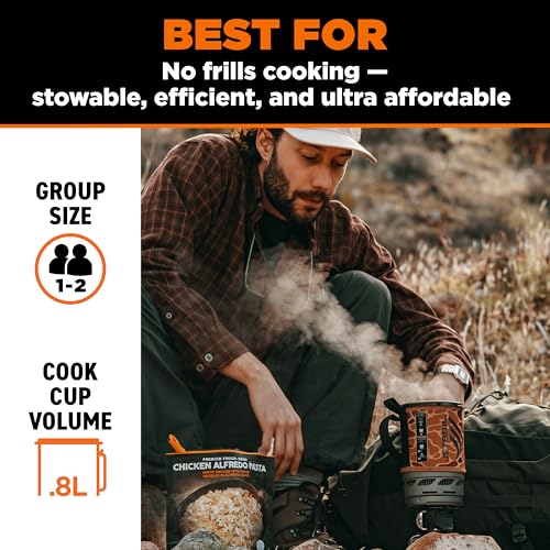 Jetboil Zip 0.8L Portable Fast Boil Stove with Easy-Turn Knob Igniter for Backpacking and Camping, Propane/Isobutane Burner - color: Brown Duck Camo