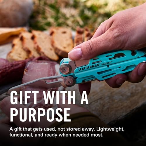 LEATHERMAN Signal 19-in-1 Multi-Tool, Aqua and Silver | Ferrocerium Fire Starter, Emergency Whistle & Diamond-Coated Sharpener for Camping, Hiking & Survival, Made in USA - color: Aqua/Silver