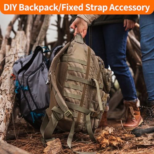 BEYOURD Buckle and Strap Set, 10 Yards Polyester Webbing Strap with 6 Dual Adjustable Side Release Plastic Buckles, 12 Pcs Tri-Glide Slider Clips for Tactical Gear (Everyday Series 1 Inch, Coyote Tan) - color: Coyote Tan