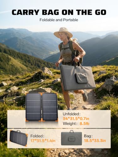 AFERIY 100W Portable Foldable Bifacial Solar Panel for Power Stations - color: Solar Panels-H