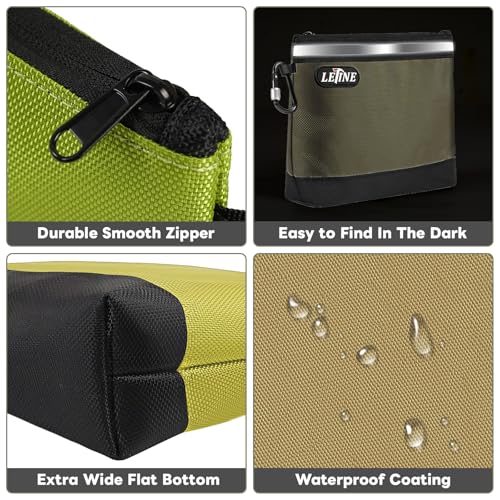LETINE Tool Pouches Zipper Bag, Water Resistant 1680D Oxford Pouch Bags with Carabiners, Extra Wide Flat Bottom Stand-Up Tool Storage and Organizers, Medium 3-Pack - size: 3 Pack Medium