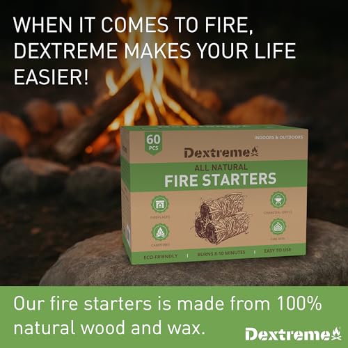 Fire Starter (60 PCS) Natural Fire Starters for Campfire, Charcoal Starter, Fireplace, Wood Stove, BBQ, Chimney, Fire Pit, and Grill | All Weather, Odorless, Non-Toxic, w/10 Min Burning Time - style: 60 PCS