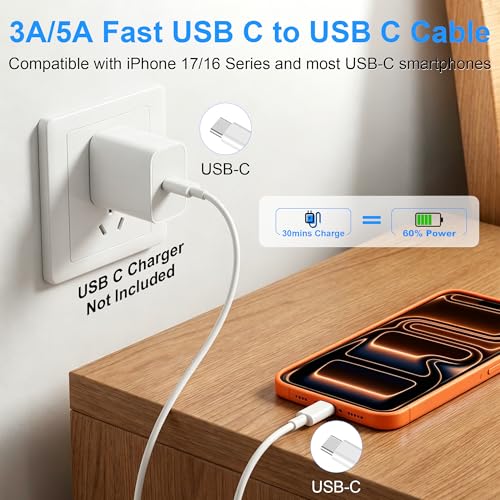USB C to USB C Charging Cable 10ft 240W, 2Pack for Apple iPhone 17/16/15 Fast Charger Cord, Long USBC to USB-C Power Cord for iPhone 17/16e/Pro/Air/Pro Max, for MacBook Pro/Air,for iPad Pro/Air/Mini - size: 10FT