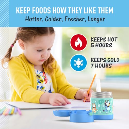THERMOS FUNTAINER Kids Food Jar with Spoon, 10oz, Bluey - color: Bluey, size: 10 Ounce