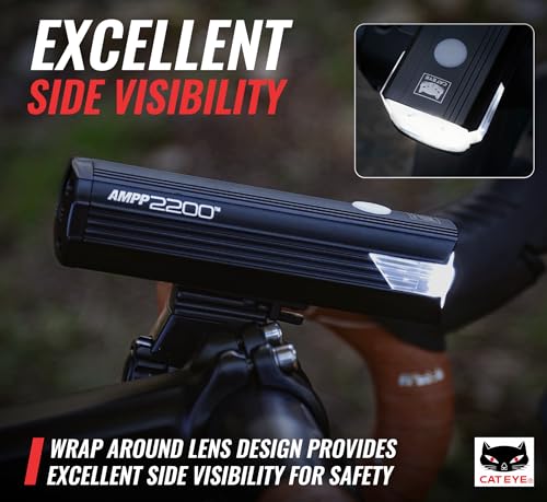 CATEYE AMPP USB Rechargeable Bike Light | Commuters, Road Cyclists & Mountain Bikers, Day & Night Riding Modes, IPX4 Waterproof, Tough & Durable - style: Ampp2200