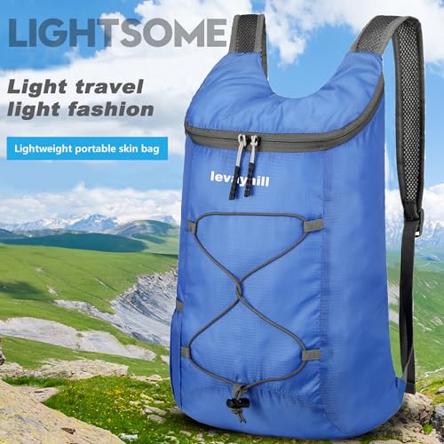 levayhill 16L Foldable Hiking Backpack,Small Packable Daypack, Royal Blue | Lightweight ,Outdoor Collapsible Rucksack,Ultralight Folding Back Pack, Water Repellent, Men Women Travel Gym, Easy Carry-on - color: Royal Blue