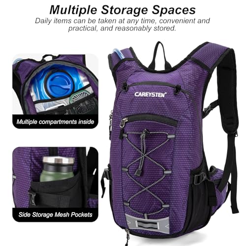 Carey STEN Hydration Backpack Hiking Pack Equipped 2L Water Bag - color: Purple;