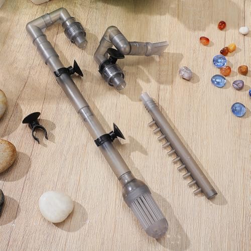 Angoily Aquarium Overflow Kit, Fish Tank Intake Pipe for 12mm ID Hose | Clear Inlet and Outlet Pipes with Strainer, Spray Bar, Flat Nozzle and Suction Cups for 603b Canister Filters, Grey