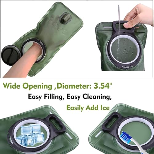 Hydration Bladder, 1.5-2-3L Water Bladder for Hiking Backpack, BPA-Free Leak Proof Water Reservoir Storage Bag, Water Pouch Hydration Pack for Camping Cycling Running - color: 2.5L-Water Bladder-Military Green