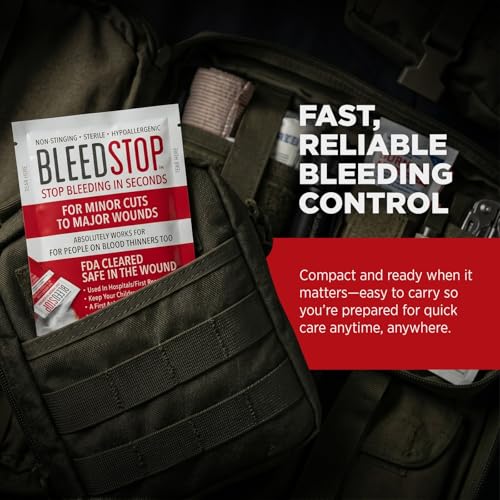 BleedStop™ First Aid Powder for Blood Clotting, Trauma Kit, Blood Thinner Patients, Camping Safety, and Survival Equipment for Moderate to Severe Bleeding Wounds or Nosebleeds - 2 (20g) Pouches - style: 20g (2 Pack)