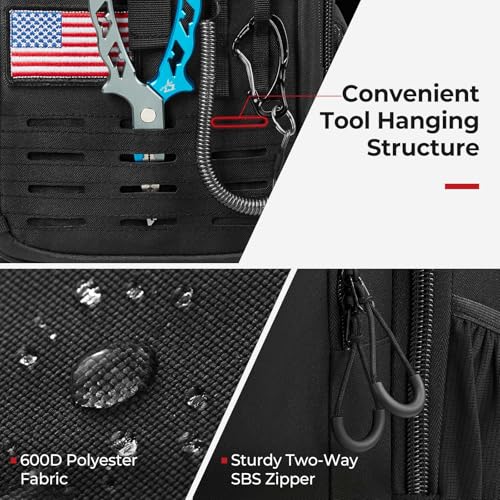 Piscifun Fishing Tackle Backpack, Rod & Gear Holder, Water-Resistant | 15L storage, breathable padding & adjustable shoulder straps, MOLLE panel, Black - color: Black, size: Standard