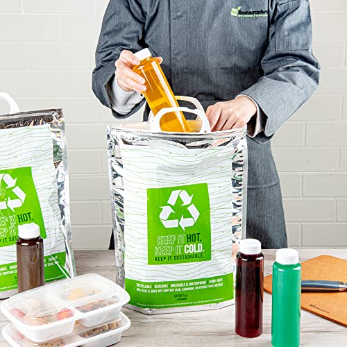 Restaurantware Green And Silver Plastic Thermal Bag, 11.8 x 5.9 x 15 In - size: 11.81"L×5.91"W×14.96H"