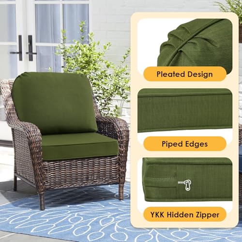 Outdoor Cushions for Patio Furniture Set of 2, 24"x24"(24x24 Back) Water Repellent Chair Cushions Removable Seat Bottom & Back Cushion Covers for Chair, Sofa, Deep Forest Green - color: Deep Forest Green, size: 24"x24"(24x24 Back)