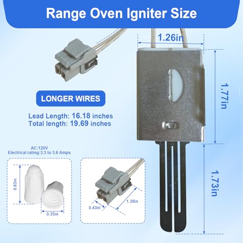 WB13X25633 Gas Range Oven Igniter Glowbar Compatible with GE Stove Oven | CGB500P2M1S1 CGB500P3M1D1 JGB860BEJ1TS JGB860DEJ1BB CGS750M2N1S5 Gas Range Igniter, Replaces 4454722 AP6026767 PS11736297