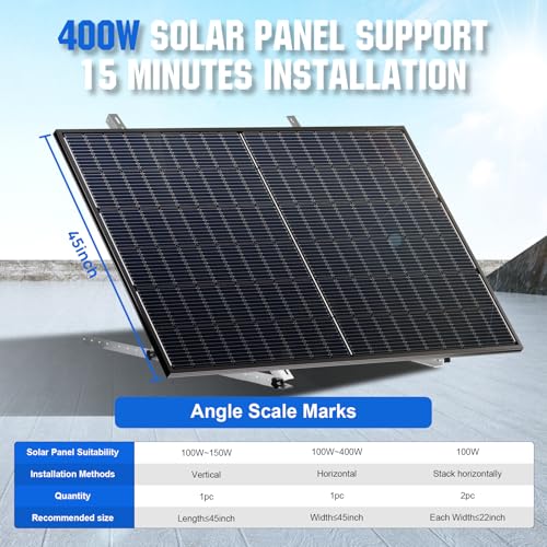 ECO-WORTHY Upgraded 45in Solar Panel Mount Brackets, with Foldable Tilt Legs, Suitable for 2pcs 100W/1pcs 200W 300W 400W Solar Panels,Adjustable Mounting Brackets Kits for RV, Roof, Boat, and Off-Grid - size: 45in (1-Pack)