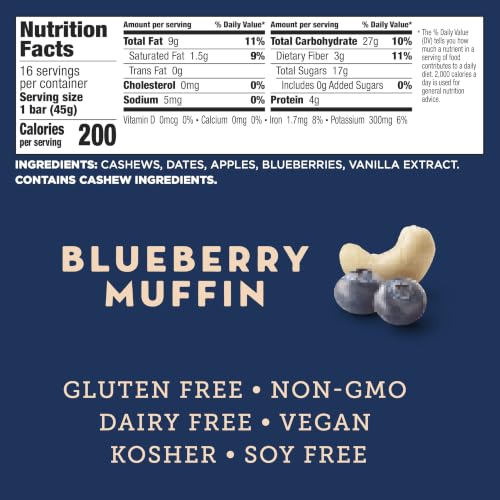 Larabar Blueberry Muffin, Fruit & Nut Bars, 16 ct, 25.6 oz - size: 16 Count (Pack of 1)