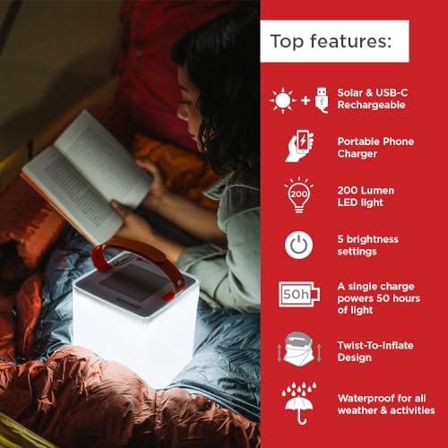 LuminAID Max 2-in-1 Inflatable Solar LED Camping Lantern & Phone Charger - style: 200 Lumens