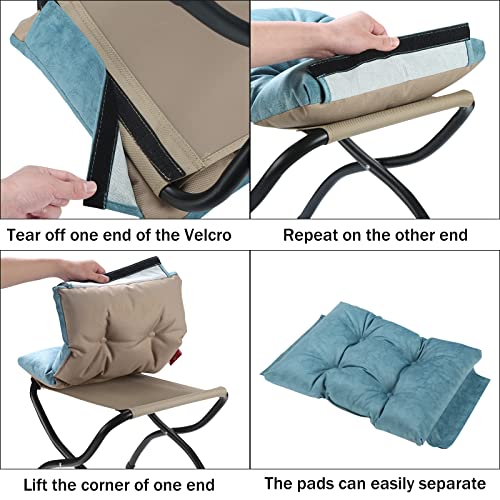 15" Upholstered Folding Foot Rest Stool with Foldable Metal Frame Blue - color: Blue