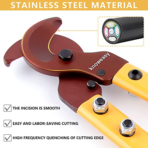 Cable Cutter,Knoweasy LK-250 Wire Rope Cutter and Heavy Duty Wire Cutter with Long Labor Saving Arms for Copper Aluminum Wire up to 250mm² - size: LK250