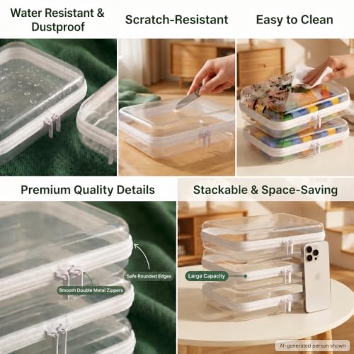 3Pcs Clear Hard Shell Zipper Case, Water Resistant Travel Pouches MMM | Diaper bag, makeup, toiletry & toy storage; rigid PET protects from crush, water and dust, with assorted sizes for daily use. - size: 3PCS MMM