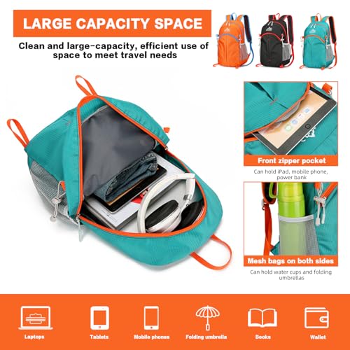 20L Hiking Daypack Packable, Lightweight Water Resistant Camping Backpack, Foldable Travel Backpack for Men Women Outdoor Gear - color: Chengse-xiao