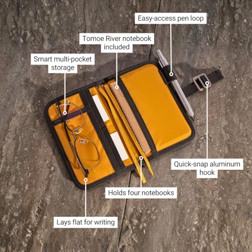 LOCHBY® Mini Field Journal | Water Resistant Waxed Canvas | Pen Loop | Included Tomoe River Notebook | Perfect for Travel, Art, Bullet Journal - color: Black, size: Pocket-size Hook